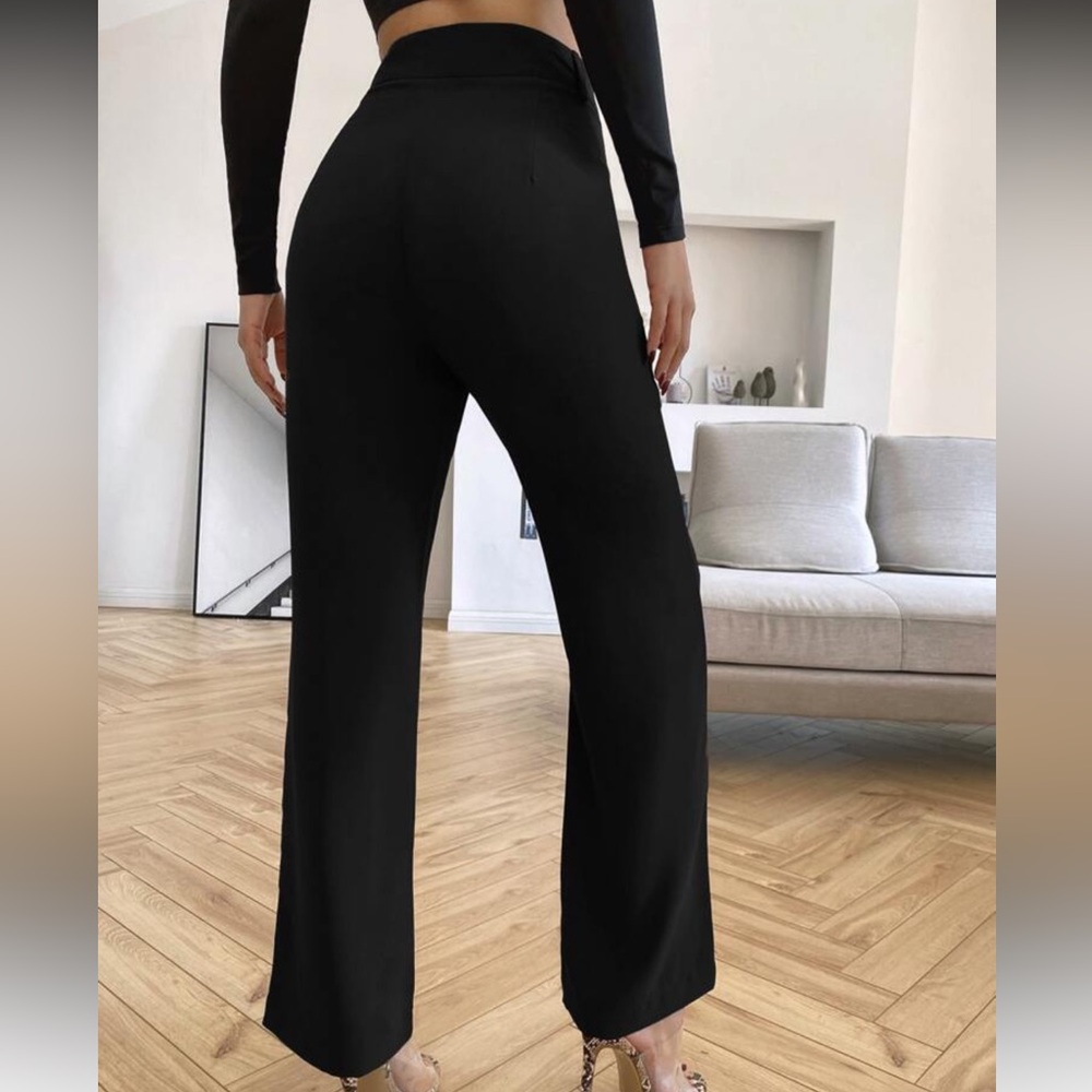 Elegant Black High Waisted Women's Pants